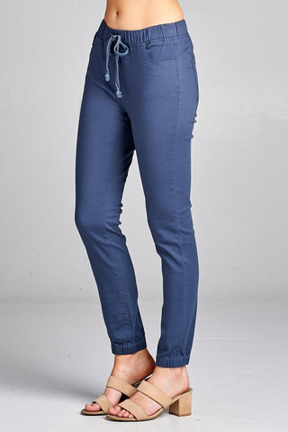 Ladies fashion waist drawstring elastic hem pants