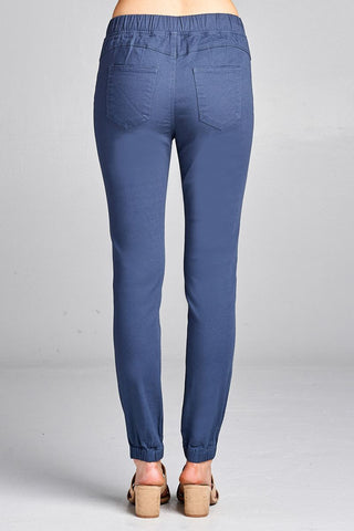 Ladies fashion waist drawstring elastic hem pants