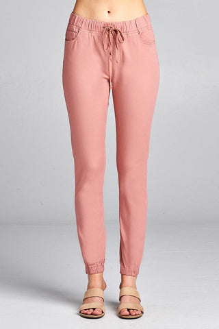 Ladies fashion waist drawstring elastic hem pants