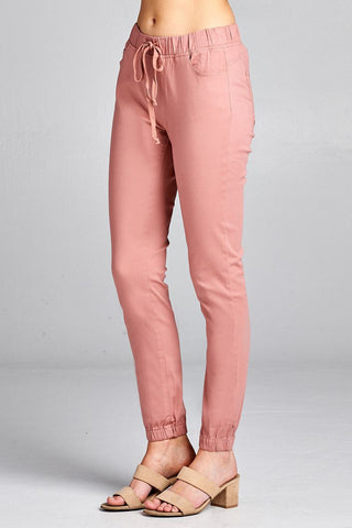 Ladies fashion waist drawstring elastic hem pants