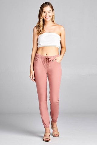 Ladies fashion waist drawstring elastic hem pants