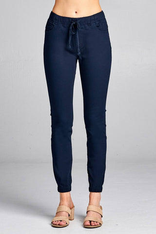 Ladies fashion waist drawstring elastic hem pants