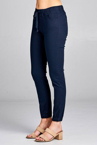 Ladies fashion waist drawstring elastic hem pants