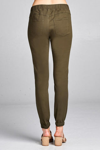 Ladies fashion waist drawstring elastic hem pants