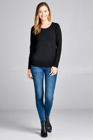 Ladies fashion long sleeve crew neck classic sweater