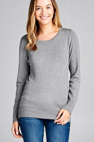Ladies fashion long sleeve crew neck classic sweater