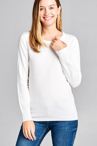 Ladies fashion long sleeve crew neck classic sweater
