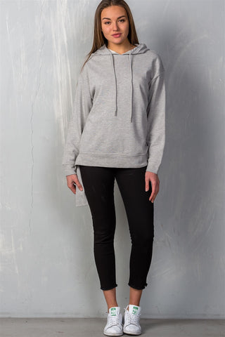 Ladies fashion uneven hem graphic "venice" pullover hoodie