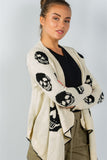 Ladies fashion tunic length skull knitting tunic cardigan