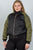 Ladies fashion plus size black & olive quilted bomber jacket