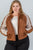 Ladies fashion plus size color block stand collar zipper long sleeve bomber jacket