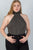 Ladies fashion plus size  cable knit turtleneck sleeveless bodysuit