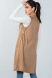 Ladies fashion knee length  sleeveless open front cardigan vest
