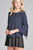 Ladies fashion plus size 3/4 w/bell sleeve round neck dot print crepe woven top