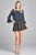 Ladies fashion plus size 3/4 w/bell sleeve round neck dot print crepe woven top