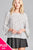 Ladies fashion plus size 3/4 w/bell sleeve round neck dot print crepe woven top