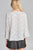 Ladies fashion plus size 3/4 w/bell sleeve round neck dot print crepe woven top