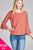 Ladies fashion plus size 3/4 w/bell sleeve round neck dot print crepe woven top