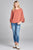 Ladies fashion plus size 3/4 w/bell sleeve round neck dot print crepe woven top
