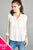 Ladies fashion plus size long sleeve front pocket chiffon blouse w/black button detail