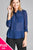 Ladies fashion plus size long sleeve front pocket chiffon blouse w/black button detail