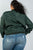 Ladies fashion plus size dark green patch bomber jacket