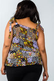 Ladies fashion plus size multi tie-shoulder layered top