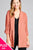 Ladies fashion plus size 3/4 roll up sleeve open front woven jacket