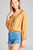 Ladies fashion plus size 3/4 sleeve crochet lace trim w/lace up crinkle gauze woven top