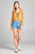 Ladies fashion plus size 3/4 sleeve crochet lace trim w/lace up crinkle gauze woven top