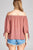 Ladies fashion plus size 3/4 sleeve w/ribbon tie off the shoulder dot print woven top