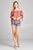 Ladies fashion plus size 3/4 sleeve w/ribbon tie off the shoulder dot print woven top