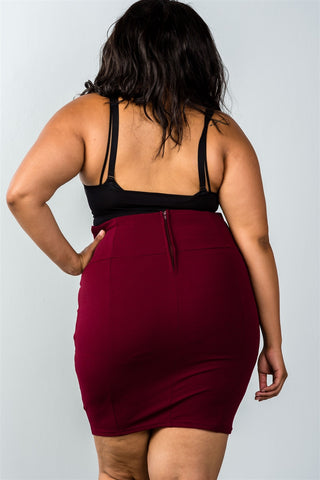 Ladies fashion plus size self tie lace up pencil mini skirt