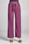 Ladies fashion self ribbon detail long wide leg woven pants