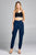 Ladies fashion waist button elastic hem w/snap button cargo pants