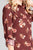 Ladies fashion plus size 3/4 roll up sleeve front pocket detail flower print stretch knit shirts