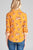 Ladies fashion plus size 3/4 roll up sleeve front pocket detail flower print stretch knit shirts