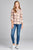Ladies fashion plus size 3/4 roll up sleeve front pocket detail plaid check print stretch knit shirts