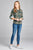 Ladies fashion plus size 3/4 roll up sleeve front pocket detail plaid check print stretch knit shirts