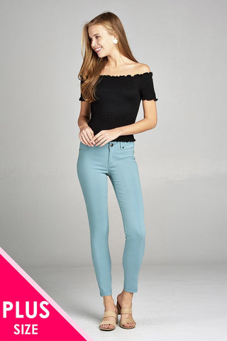 Ladies fashion plus size basic 5 pocket shape long pants