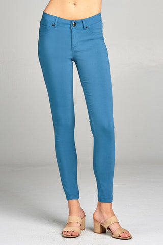 Ladies fashion plus size basic 5 pocket shape long pants