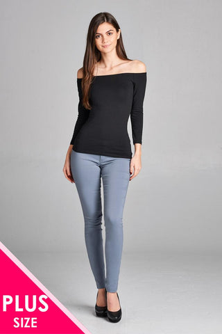 Ladies fashion plus size basic 5 pocket shape long pants