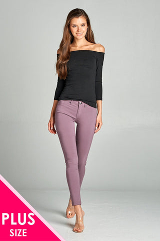 Ladies fashion plus size basic 5 pocket shape long pants