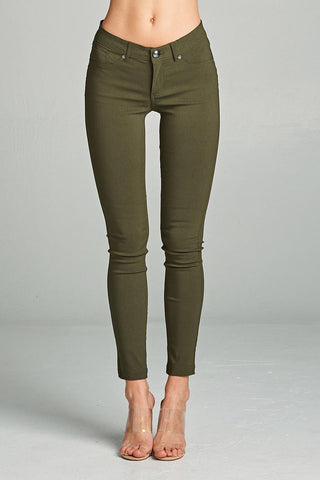 Ladies fashion plus size basic 5 pocket shape long pants