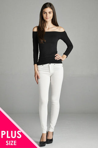 Ladies fashion plus size basic 5 pocket shape long pants