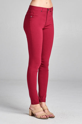 Ladies fashion plus size basic 5 pocket shape long pants