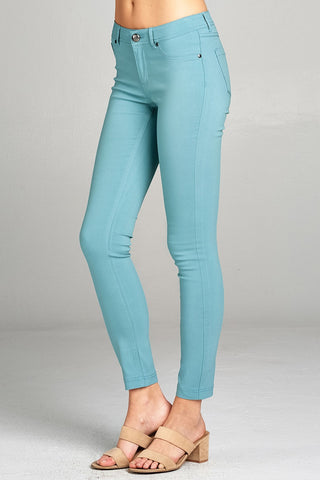 Ladies fashion plus size basic 5 pocket shape long pants