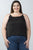 Ladies fashion plus size floral crochet hi-low top