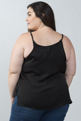 Ladies fashion plus size floral crochet hi-low top