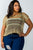 Ladies fashion plus size dropped shoulders gold metallic knitted top